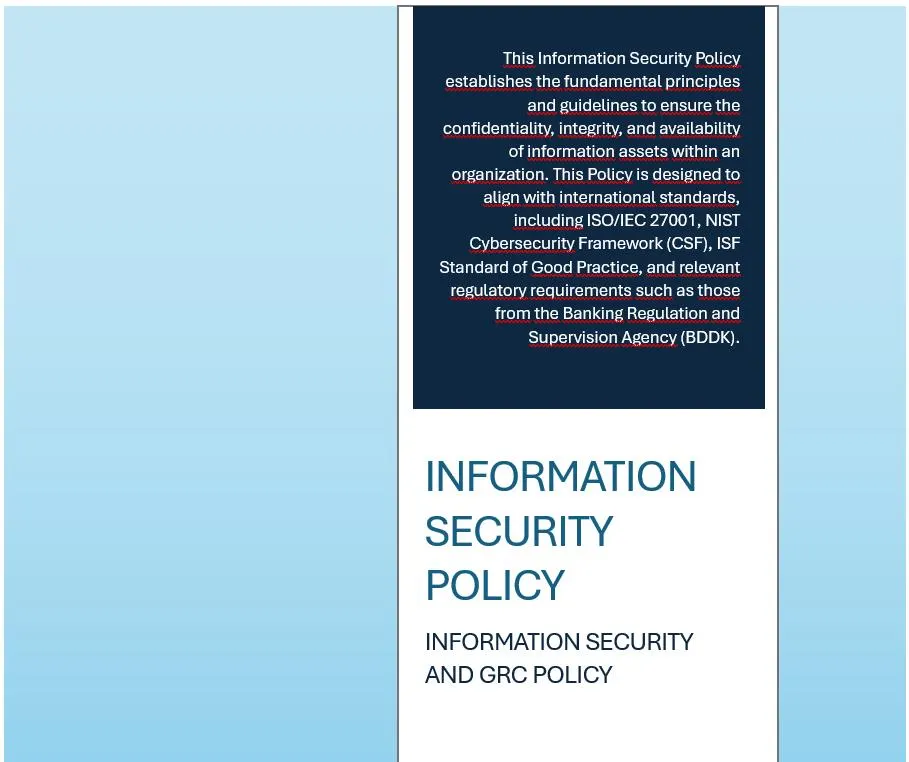 Information Security Policy Template Cover Page – ISO 27001 & NIST CSF Compliant Editable Word Document