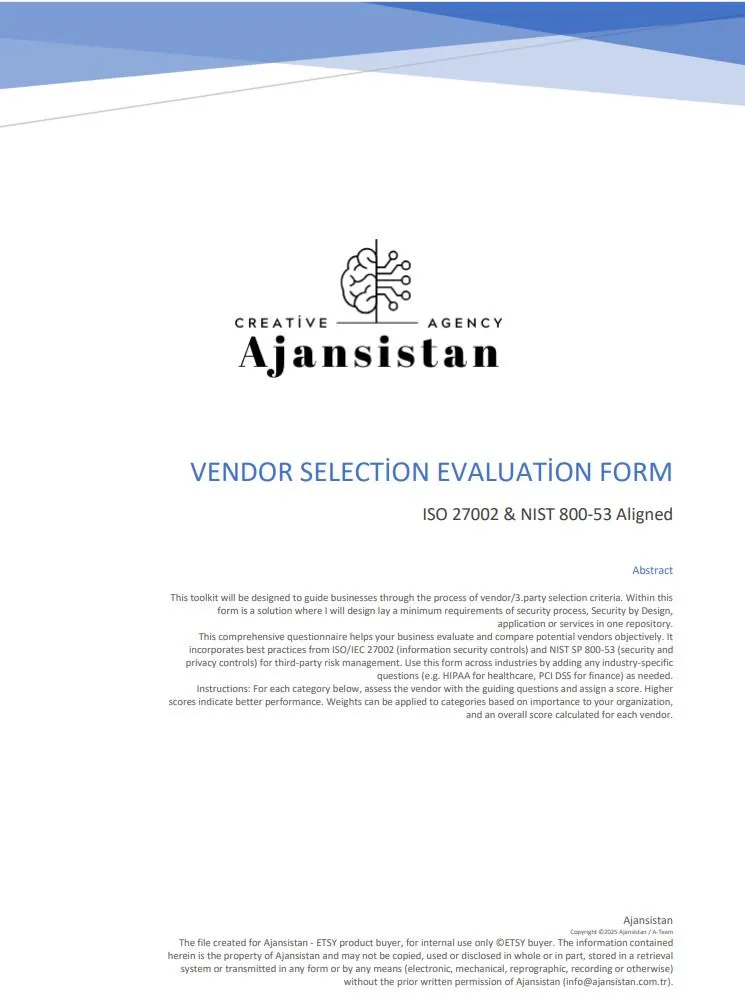 Excel Conditional Formatting in Vendor Risk Toolkit – Visual Risk Level Indicators for Vendor Evaluation

Comprehensive Vendor Risk Assessment Toolkit – Excel-Based Template for Governance, Internal Audit, and Compliance