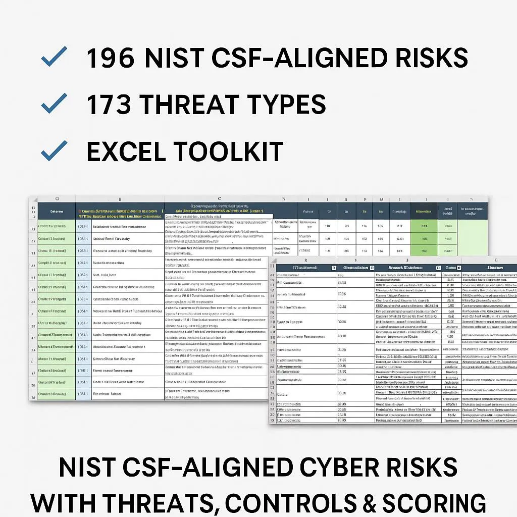 "NIST CSF-aligned cyber risk inventory Excel toolkit"
"Cybersecurity risk analysis and reporting dashboard sample"